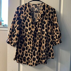 SHEIN Black and Brown Leopard Print Blouse